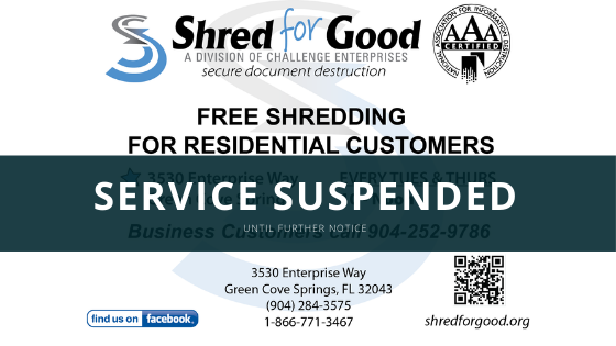 Free Shred Days Suspended Flyer
