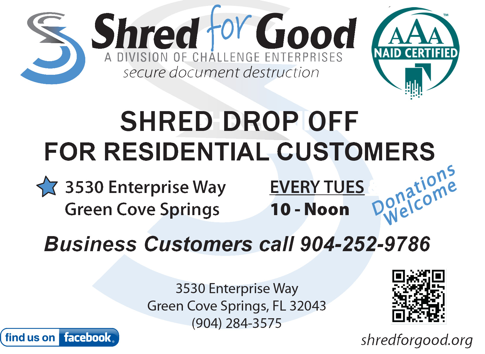 RESIDENTIAL SHRED DROP OFF