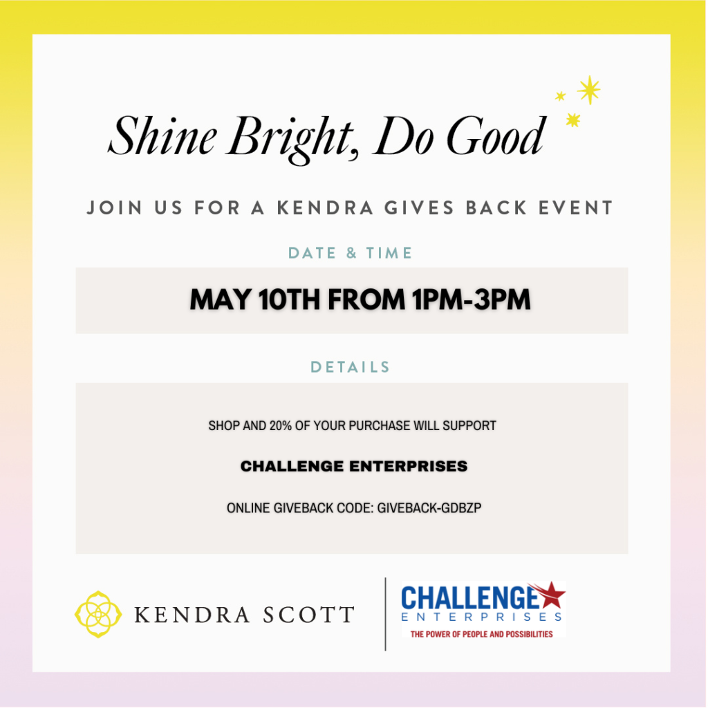 Kendra Give Back event information including online shopping code